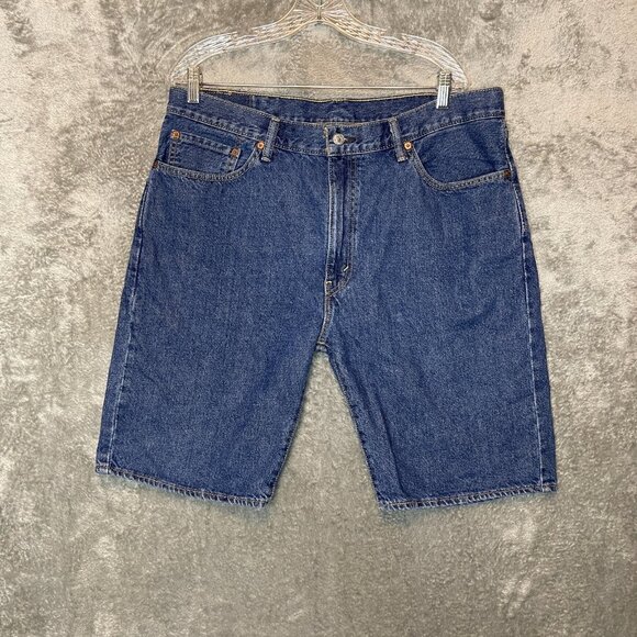 Levis 505 Men Regular Straight Fit 5 Pocket Denim Dad Cotton Jean Shorts 37* - Picture 1 of 9